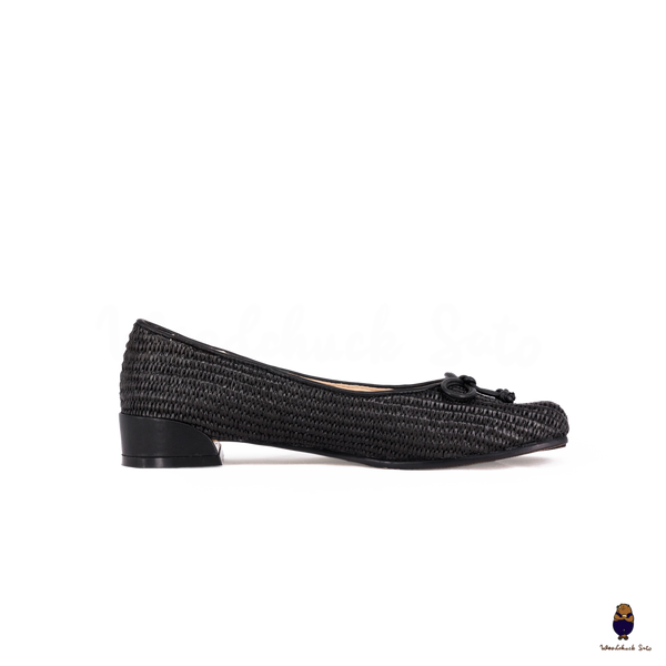 Woodchuck Sato Woven Tabi Ballet Flats, Black Bow Straw Tabi Ballet Flats