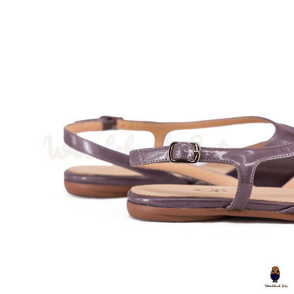 WoodchuckSato Taupe Film-Coated Cow Leather Tabi Slingback Sandals