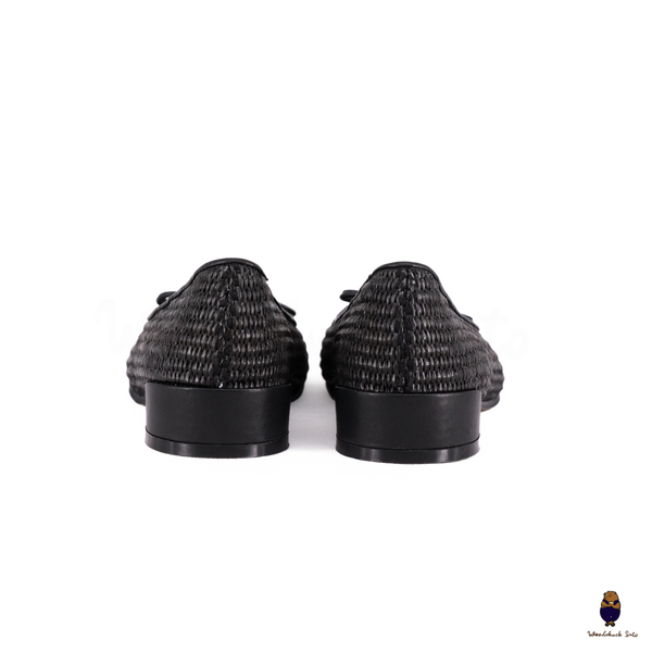 Woodchuck Sato Woven Tabi Ballet Flats, Black Bow Straw Tabi Ballet Flats