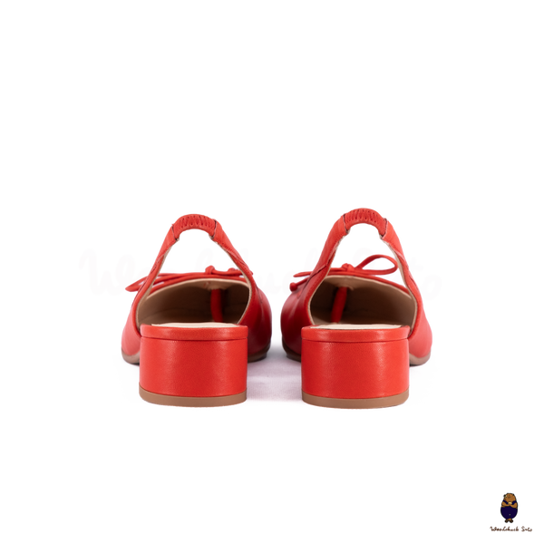WoodChuckSato Red Tabi Sheepskin Summer Sandals with Low Elastic Heel, EU Sizes 35-45