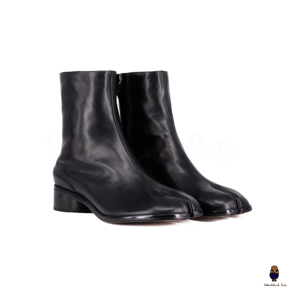 WoodchuckSato Japanese Black Cow Leather Tabi Ankle Boots 3 cm WoodchuckSato Japanese Black Cow Leather Tabi Ankle Boots 3 cm