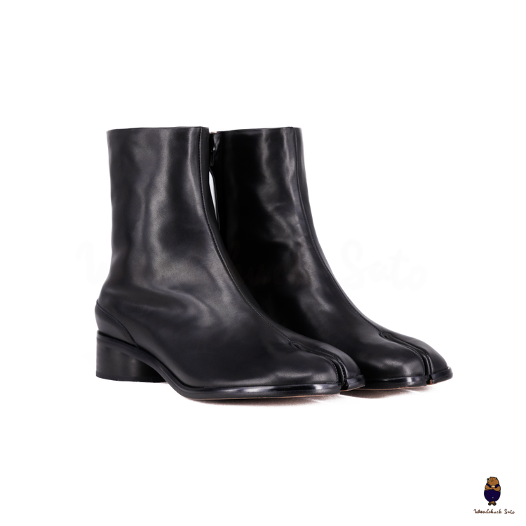 WoodchuckSato Japanese Black Cow Leather Tabi Ankle Boots 3 cm WoodchuckSato Japanese Black Cow Leather Tabi Ankle Boots 3 cm