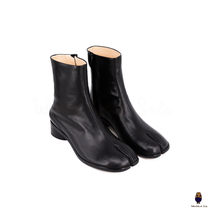 WoodChuckSato Women's Men's Black Tabi Split-Toe Cow Leather