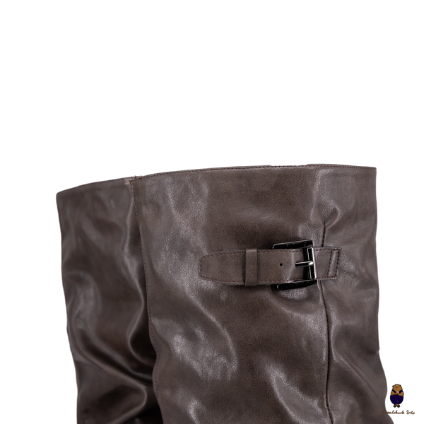 WoodchuckSato Brown Vegan Tabi Triple Buckle Slouchy Tall Boots
