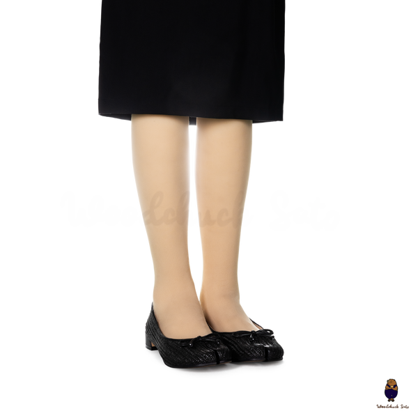 Woodchuck Sato Woven Tabi Ballet Flats, Black Bow Straw Tabi Ballet Flats