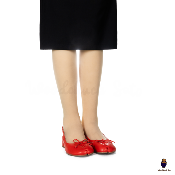 WoodChuckSato Red Tabi Sheepskin Summer Sandals with Low Elastic Heel, EU Sizes 35-45