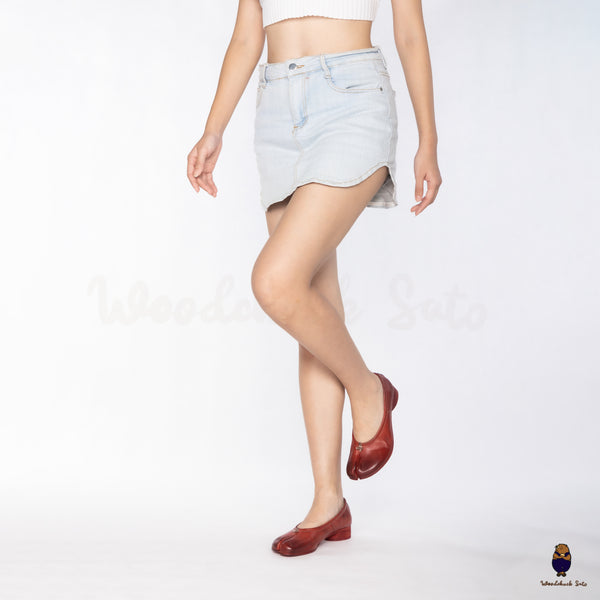 WoodchuckSato Red Horse Leather Tabi 3cm Heels