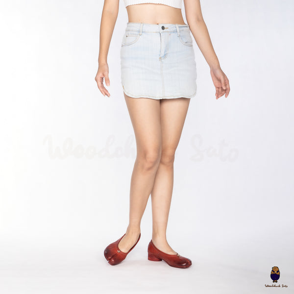 WoodchuckSato Red Horse Leather Tabi 3cm Heels