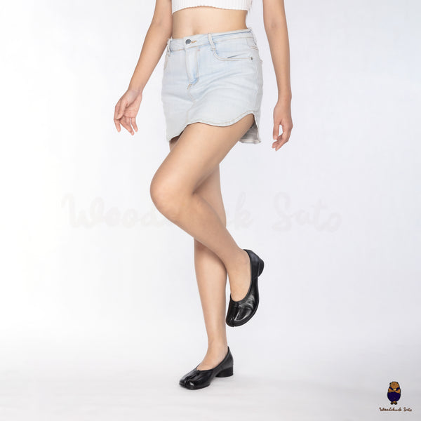 WoodchuckSato Black Horse Leather Tabi 3cm Heels