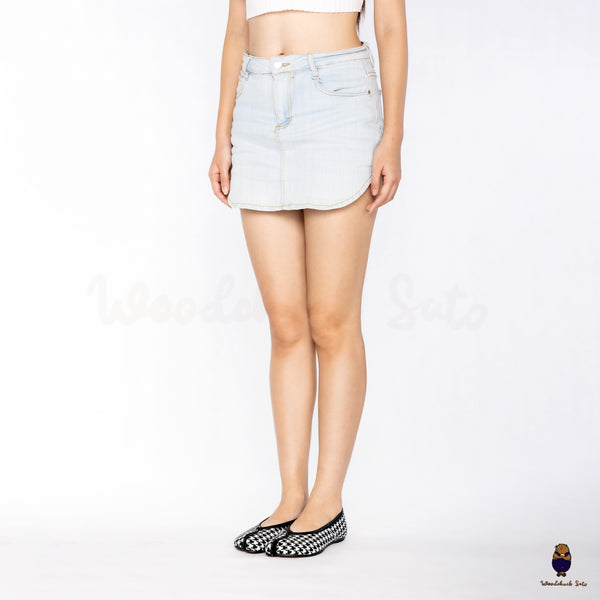 WoodchuckSato Houndstooth Fabric Leather Tabi Ballet Flats