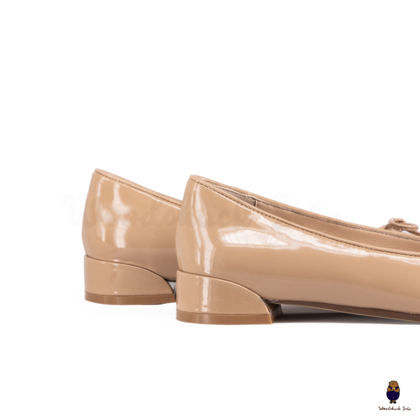 WoodchuckSato Nude Patent Leather Tabi Ballet Flats with Bow