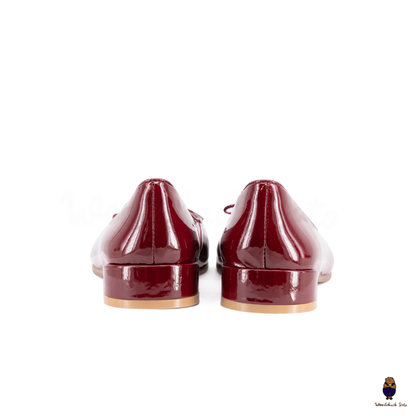 WoodchuckSato Burgundy Patent Leather Tabi Ballet Flats with Bow