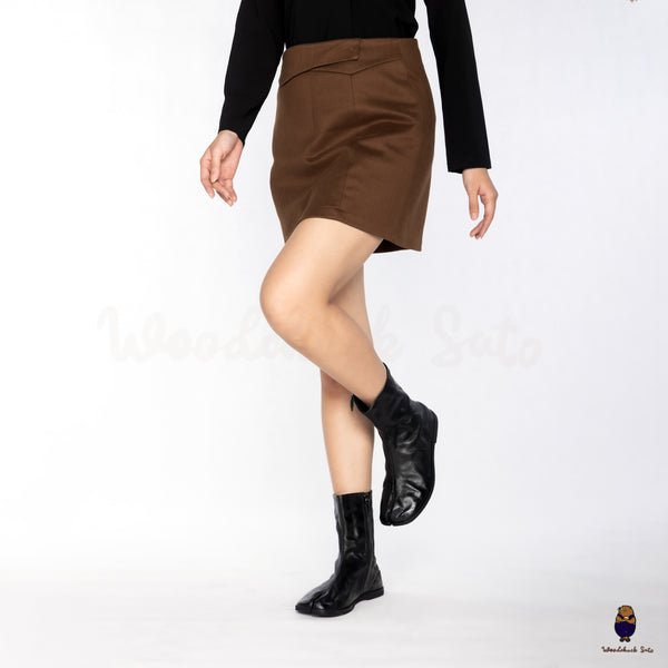 WoodchuckSato Black Horse Leather Tabi Split-Toe Flat Zip Boots