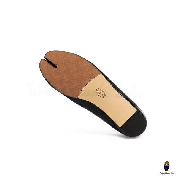 WoodchuckSato Black Patent Cow Leather Tabi Ballet Flats