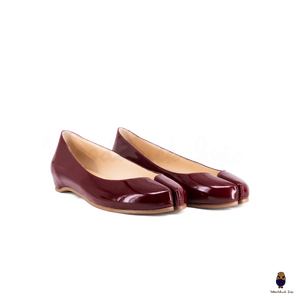 WoodchuckSato Burgundy Patent Cow Leather Tabi Ballet Flats
