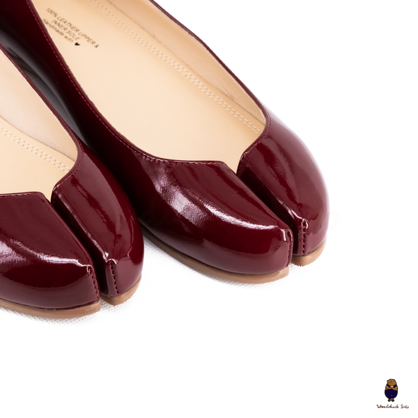 WoodchuckSato Burgundy Patent Cow Leather Tabi Ballet Flats