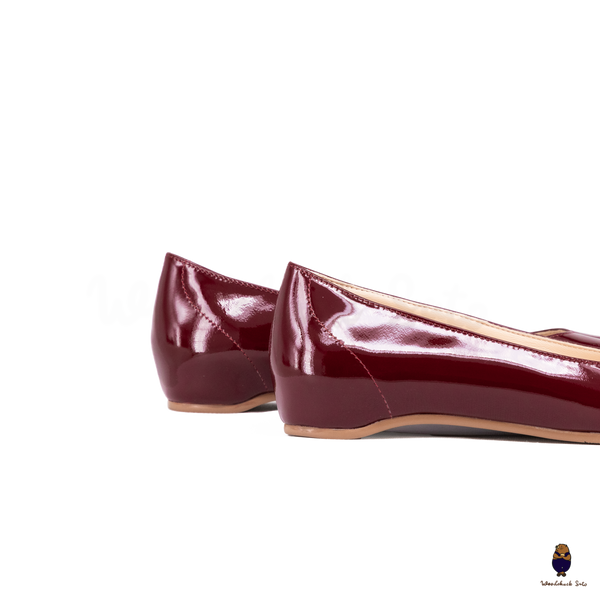 WoodchuckSato Burgundy Patent Cow Leather Tabi Ballet Flats