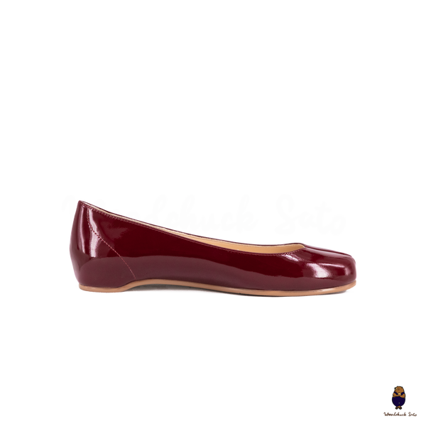 WoodchuckSato Burgundy Patent Cow Leather Tabi Ballet Flats