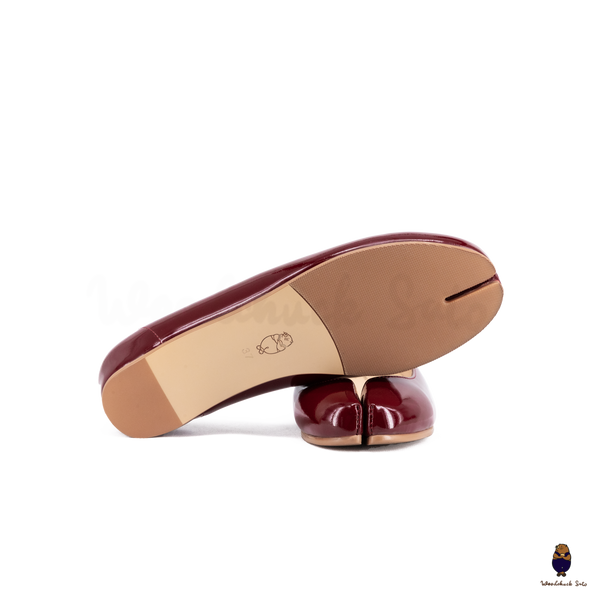 WoodchuckSato Burgundy Patent Cow Leather Tabi Ballet Flats