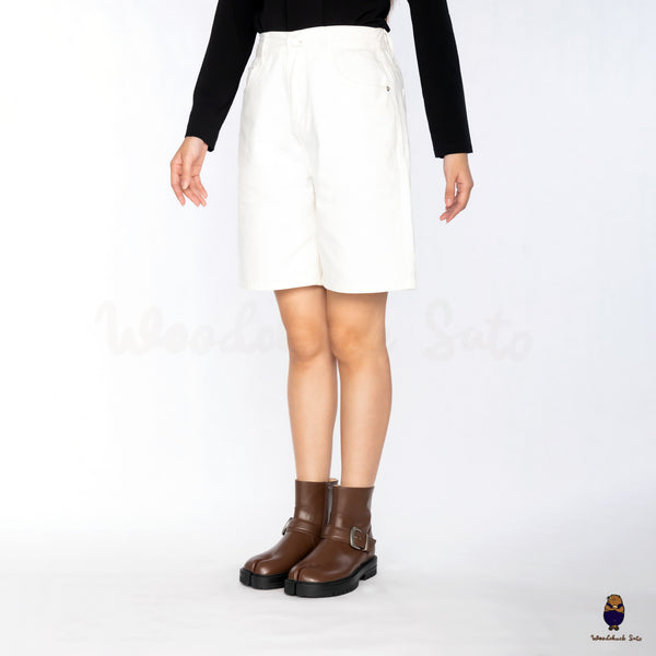 WoodchuckSato Brown Cow Leather Tabi Split-Toe Platform Buckle Boots