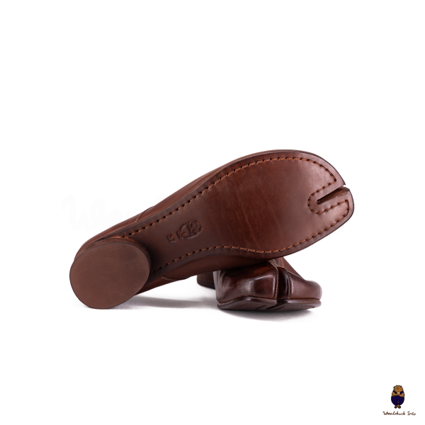 WoodchuckSato Mahogany Brown Horse Leather Tabi 3cm Heels