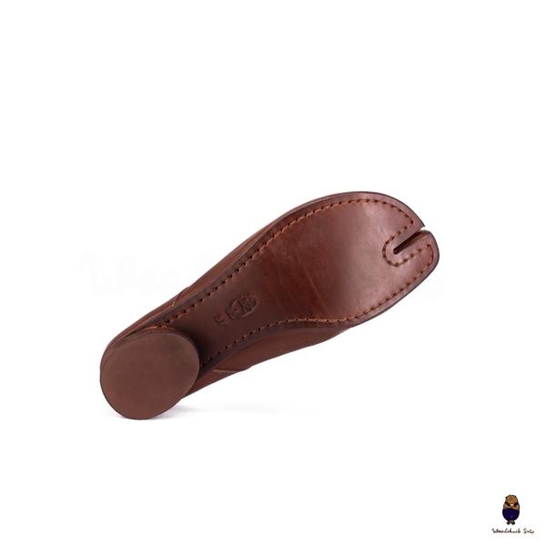 WoodchuckSato Mahogany Brown Horse Leather Tabi 3cm Heels