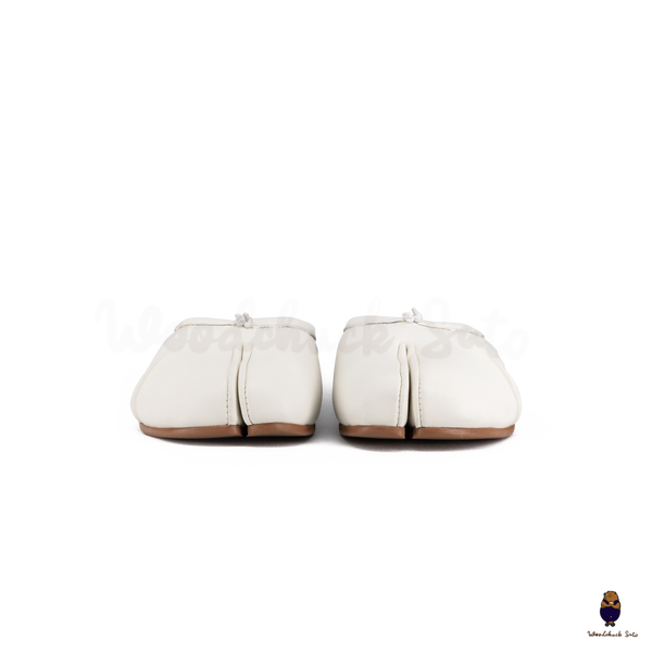 WoodchuckSato White Fold Leather Tabi Slip-On Mules