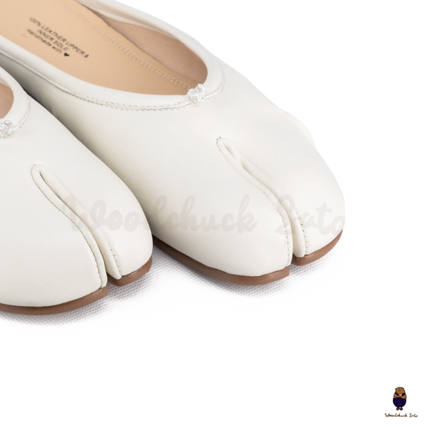 WoodchuckSato White Fold Leather Tabi Slip-On Mules