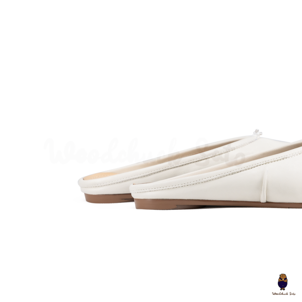 WoodchuckSato White Fold Leather Tabi Slip-On Mules