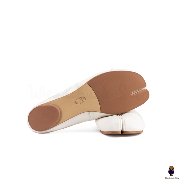 WoodchuckSato White Fold Leather Tabi Slip-On Mules