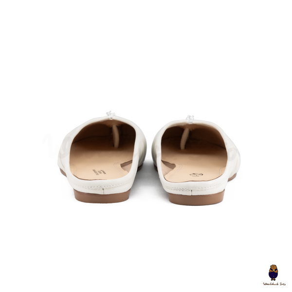 WoodchuckSato White Fold Leather Tabi Slip-On Mules