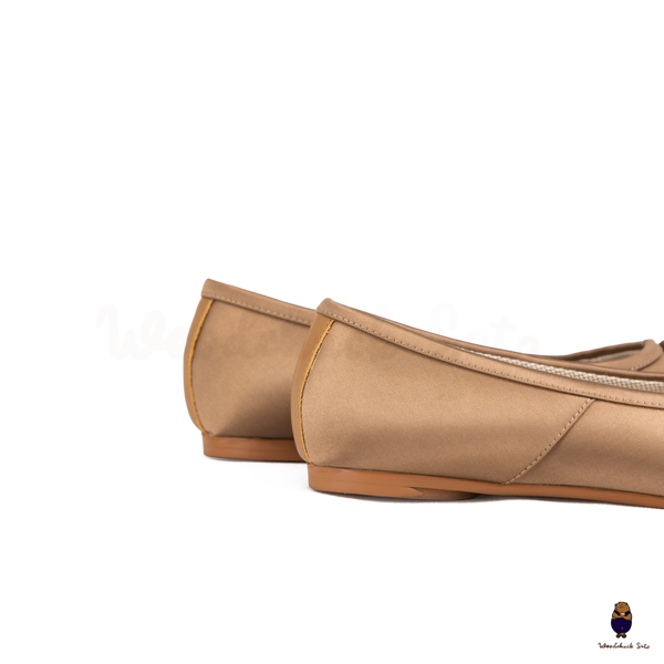 WoodchuckSato Bronze Silk Fabric Tabi Ballet Flats