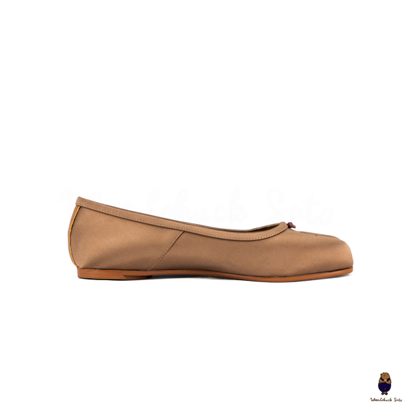 WoodchuckSato Bronze Silk Fabric Tabi Ballet Flats