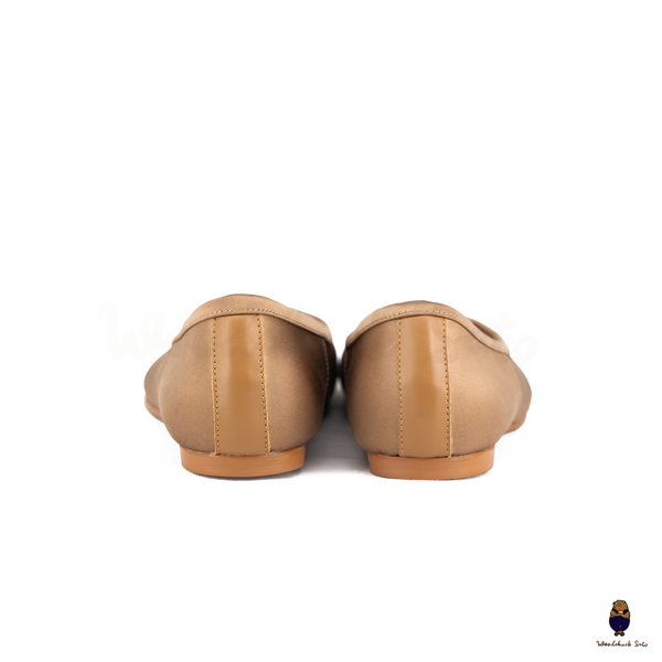 WoodchuckSato Bronze Silk Fabric Tabi Ballet Flats