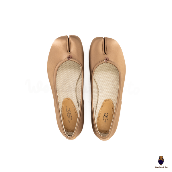 WoodchuckSato Bronze Silk Fabric Tabi Ballet Flats
