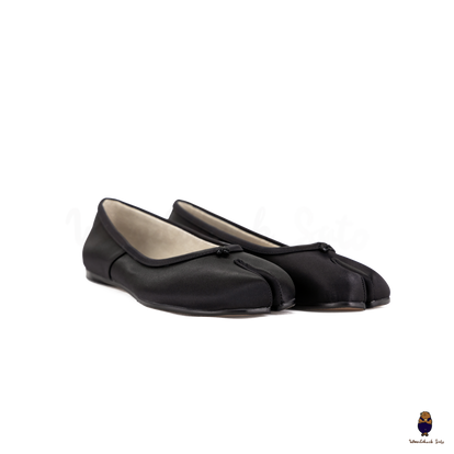 WoodchuckSato Black Silk Fabric Tabi Ballet Flats – WoodChuckSato