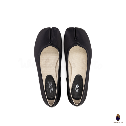 WoodchuckSato Black Silk Fabric Tabi Ballet Flats – WoodChuckSato