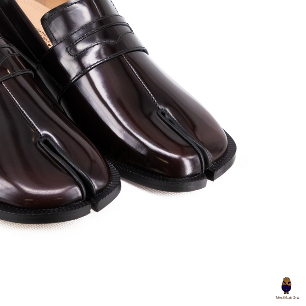 WoodchuckSato Espresso Brown Edge-Beaded Cow Leather Tabi Loafers with Penny Strap Sizes 35 to 47