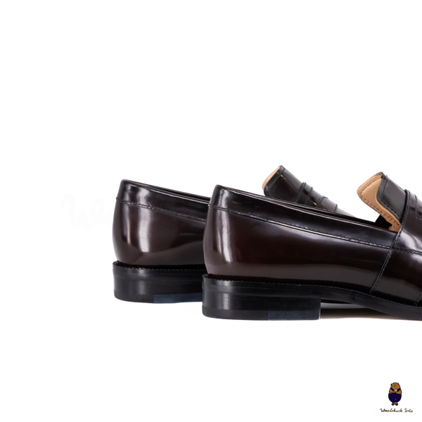 WoodchuckSato Espresso Brown Edge-Beaded Cow Leather Tabi Loafers with Penny Strap Sizes 35 to 47