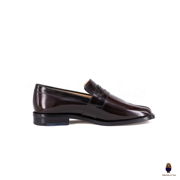 WoodchuckSato Espresso Brown Edge-Beaded Cow Leather Tabi Loafers with Penny Strap Sizes 35 to 47