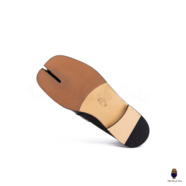 WoodchuckSato Espresso Brown Edge-Beaded Cow Leather Tabi Loafers with Penny Strap Sizes 35 to 47