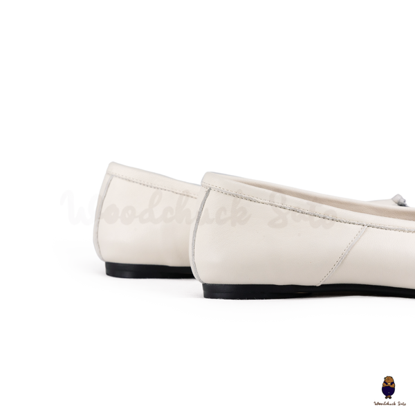 WoodchuckSato White & Black Leather Tabi Ballet Flats
