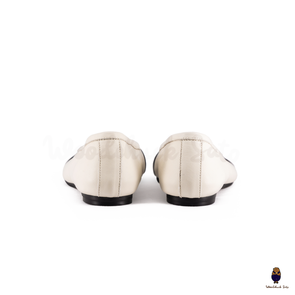 WoodchuckSato White & Black Leather Tabi Ballet Flats