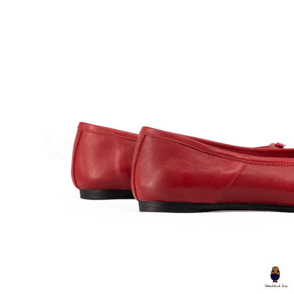 WoodchuckSato Two-Tone Red & Black Leather Tabi Ballet Flats
