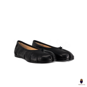 WoodChuckSato Women's Men's Black Tabi Split-Toe "Distressed" Leather Ballet Flats Sizes EU 35-45