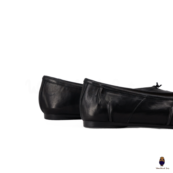 WoodChuckSato Women's Men's Black Tabi Split-Toe "Distressed" Leather Ballet Flats Sizes EU 35-45