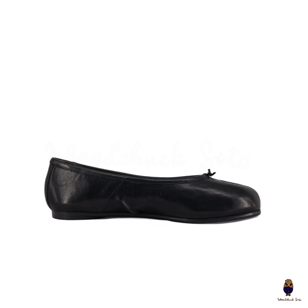 WoodChuckSato Women's Men's Black Tabi Split-Toe "Distressed" Leather Ballet Flats Sizes EU 35-45