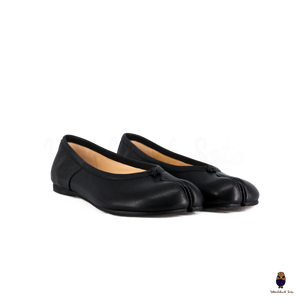 WoodChuckSato Women's Men's Black Tabi Split-Toe Leather Ballet Flats Sizes EU 35-45