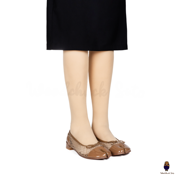 WoodchuckSato Tan Patent Leather Mesh Tabi Ballet Flats with Bow