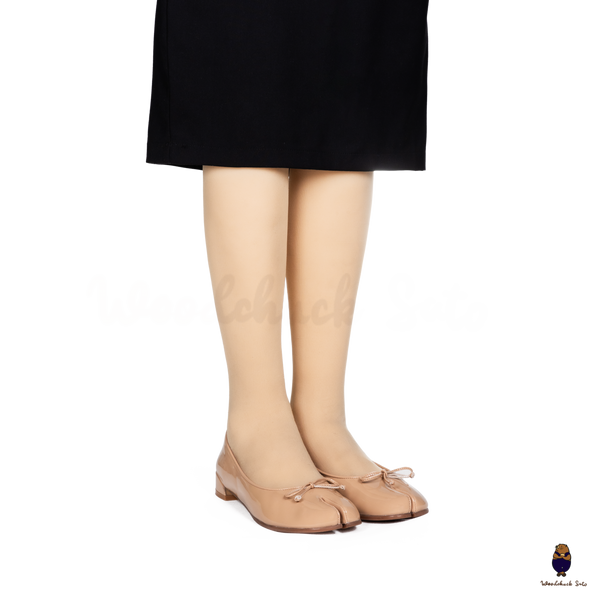 WoodchuckSato Nude Patent Leather Tabi Ballet Flats with Bow